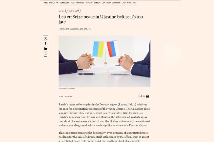 რუსეთში აშშ-ისა და დიდი ბრიტანეთის ყოფილი ელჩები გამოვიდნენ მოწოდებით, რომ უკრაინაში მშვიდობა ტერიტორიების დათმობის სანაცვლოდ დამყარდეს