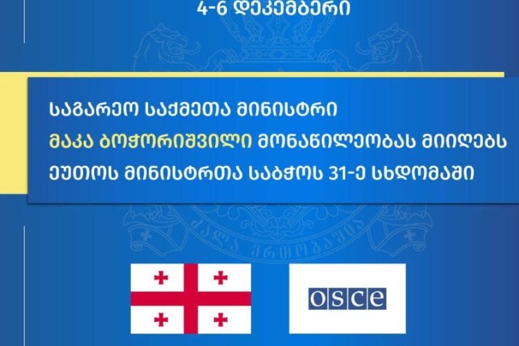 მაკა ბოჭორიშვილი ეუთო-ს მინისტრთა საბჭოს 31-ე სხდომაში მიიღებს მონაწილეობას